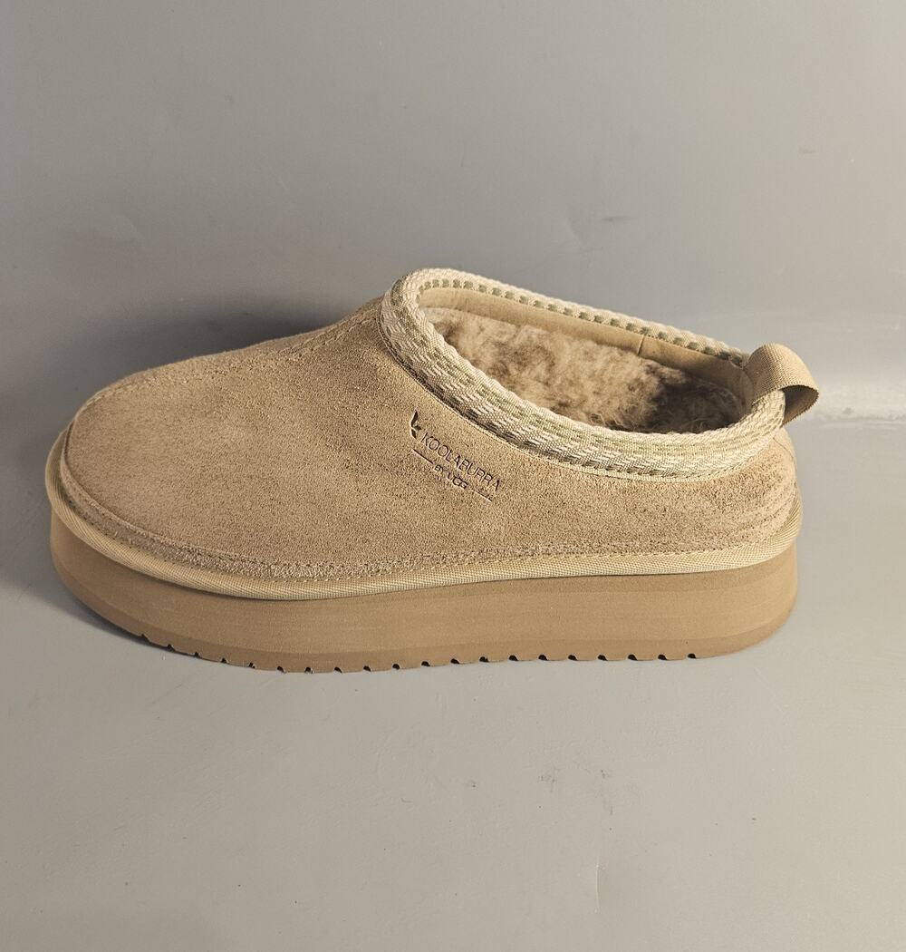 UGG Koolaburra Burree Platform Slippers Tan Suede 1159750 Women's 8, Comfort